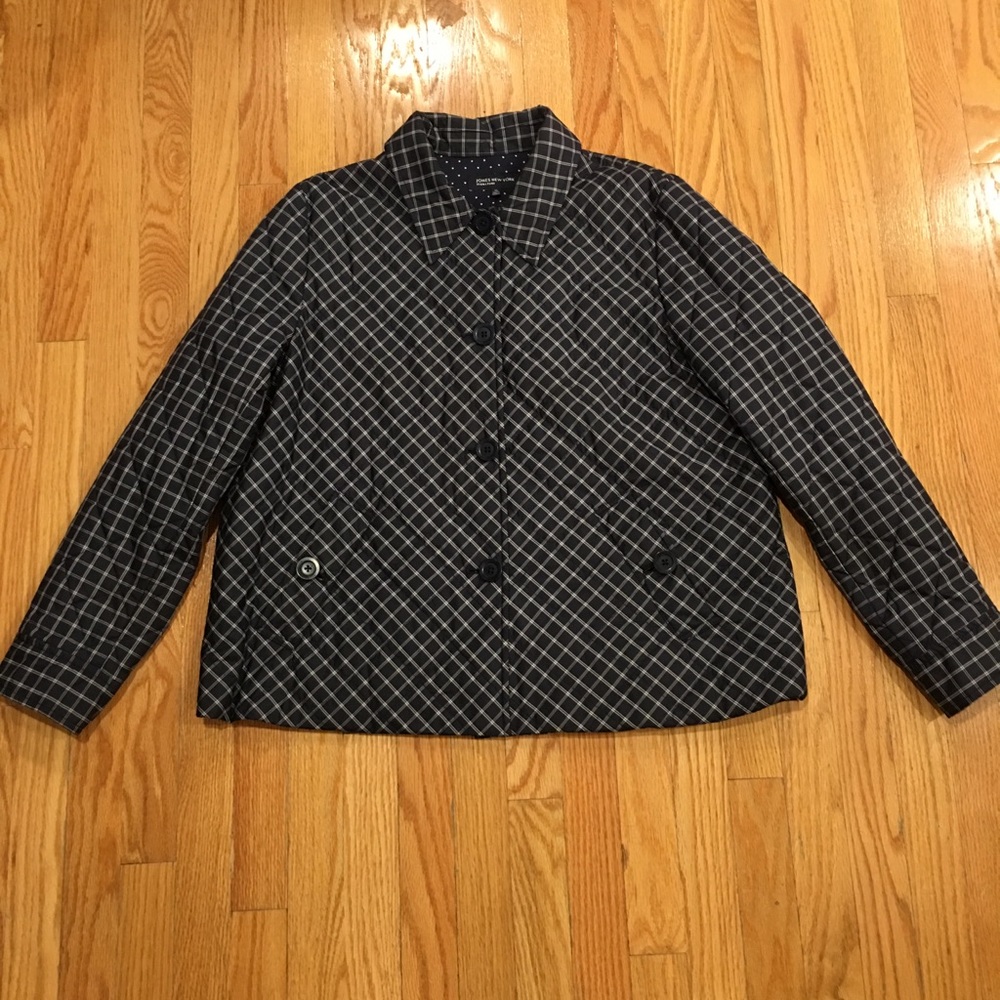 Jones New York Women’s Navy & White Plaid Jacket